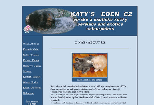 KATY'S EDEN - persian and exotic cats, also colourpoints. Site is inactive.